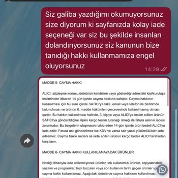 İade Talebimin Reddedilmesi Ve Fatura Gönderilmemesi