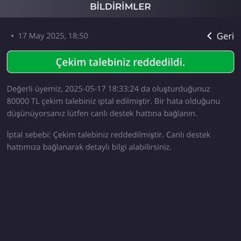 Kralbet Kazancımı Ödemeyip Ana Paramı İade Etti