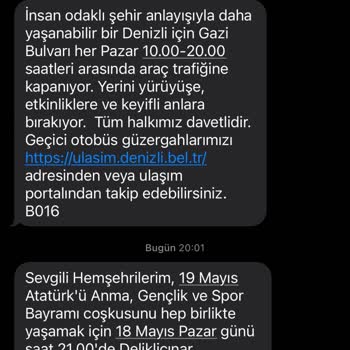 Denizli Büyükşehir Belediyesi'nden Gelen Sürekli SMS'ler Rahatsız Ediyor