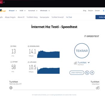 TurkNet Altyapı Düşüklüğü Ve Hız Problemi Yaşıyorum