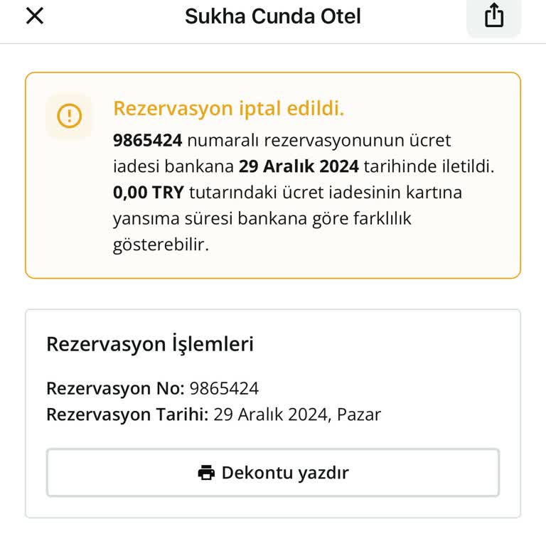 Otel Rezervasyon İptali Sonrası Akbank Kredi Kartıma Ücret İadesi Yapılmadı