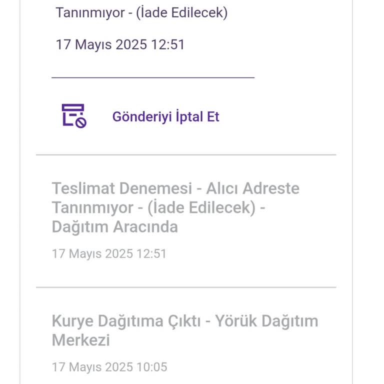 Dağıtıma Çıkmadan İade Edilen Kargo İçin Yeniden Teslimat Talebi