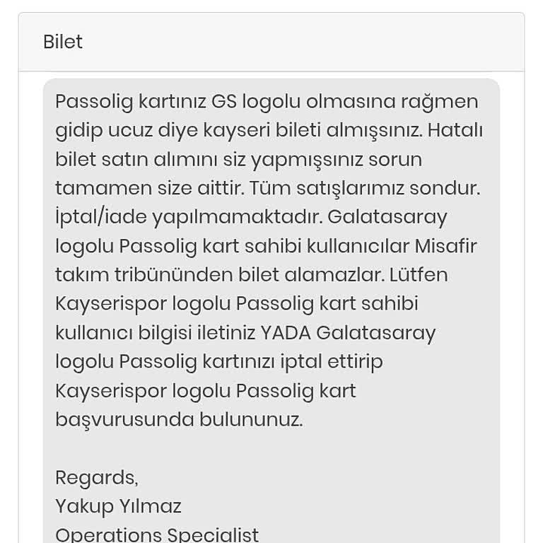 Biletwise'dan Alınan Bilette Passolig Sorunu Ve Müşteri Temsilcisinden Kırıcı Yaklaşım