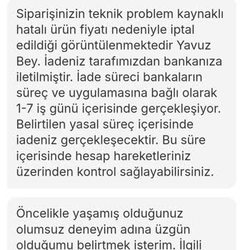 Siparişim Hatalı Fiyat Gerekçesiyle İptal Edildi, Param Geç Yatacak