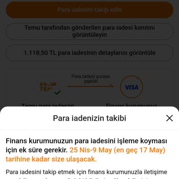 Temu'dan İptal Edilen Alışverişimin İadesi Hesabıma Yansımadı