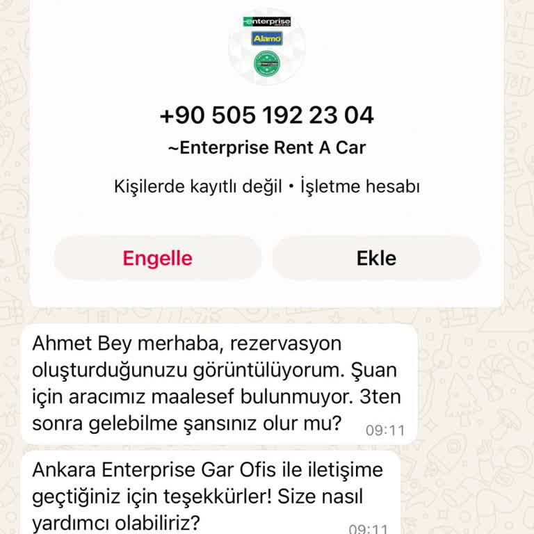 Rezervasyon Yapılan Aracın Son Dakikada Teslim Edilememesi Nedeniyle Mağduriyet