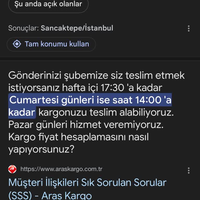 Aras Kargo Şube Saatleri İnternette Yanlış Yazıyor Mağdur Ediliyoruz