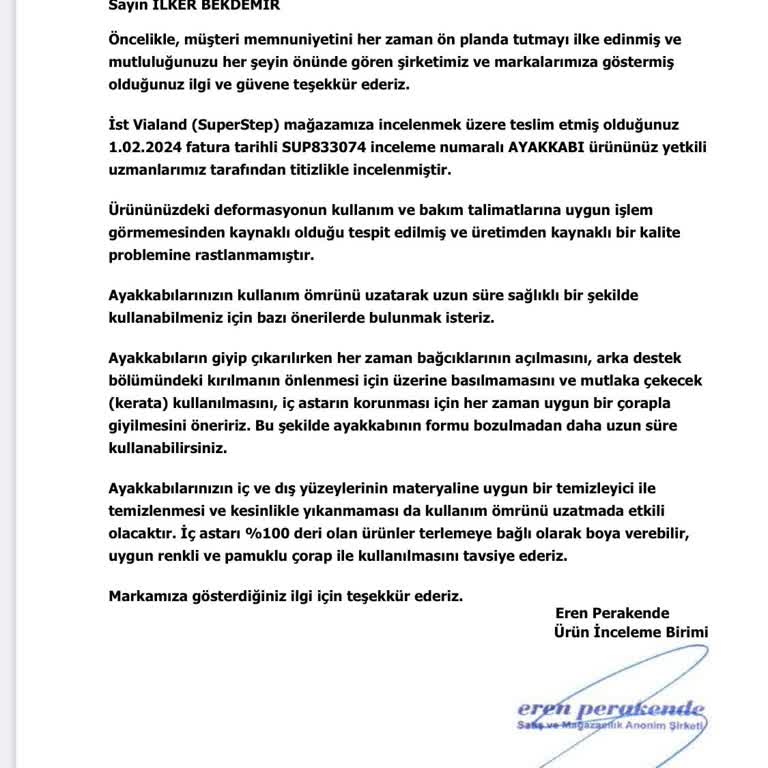 Skechers Ayakkabıda Erken Deformasyon Ve Yetersiz Müşteri Hizmeti