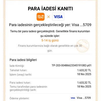 Temu'dan İptal Edilen Alışverişimin İadesi Kredi Kartıma Yansıtılmadı