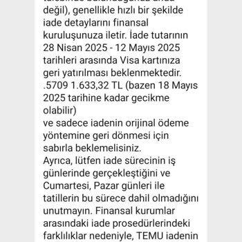 Temu'dan İptal Edilen Alışverişimin İadesi Kredi Kartıma Yansıtılmadı
