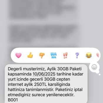 Kısa Sürede Tükenen İnternet Paketi Ve Yetersiz Müşteri Hizmeti