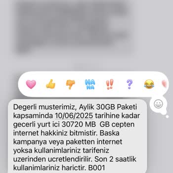 Kısa Sürede Tükenen İnternet Paketi Ve Yetersiz Müşteri Hizmeti