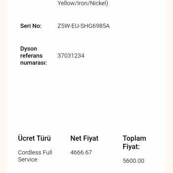 Dyson Servis Sürecinde Fiyat Artışı Ve İletişim Sorunu Yaşadım