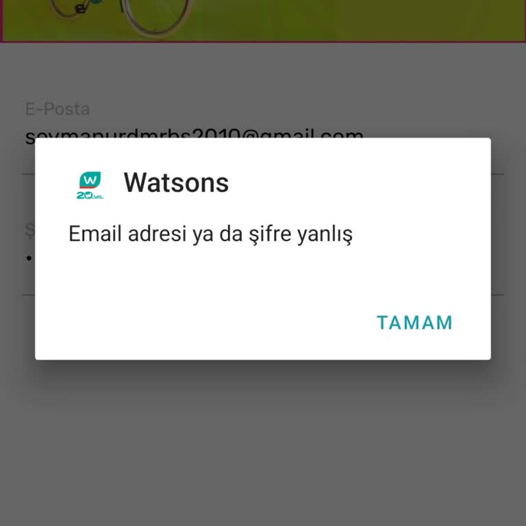 Watsons Üyeliğime Giriş Yapamıyor Ve Şifrelerim Kabul Edilmiyor