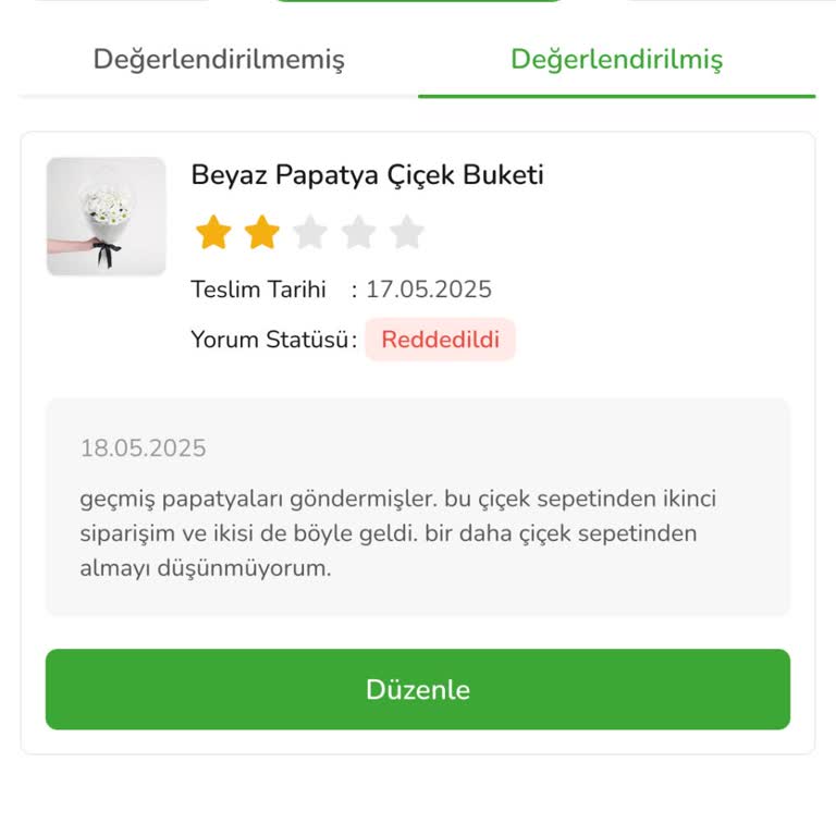 Çiçeksepeti'nden Taze Olmayan Çiçek Ve Yorum Sansürü