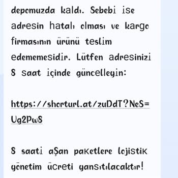 Kişisel Bilgilerimle Yapılan Sahte Kargo Mesajı Hakkında Şikayet