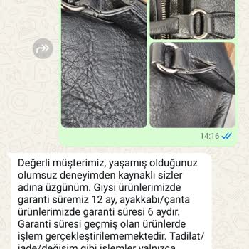 Derimod Çantanın Sapları Kısa Sürede Deforme Oldu, Garanti Ve Müşteri Hizmeti Yetersiz