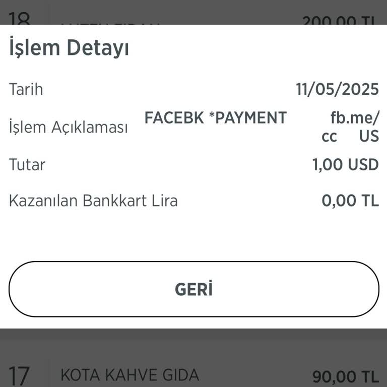 Facebook Payment İzinsiz Para Çekimiyle Mağdur Oldum