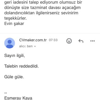 CV Hazırlama Sitesinde Habersiz Ücret Kesintisi Ve İletişim Sorunu
