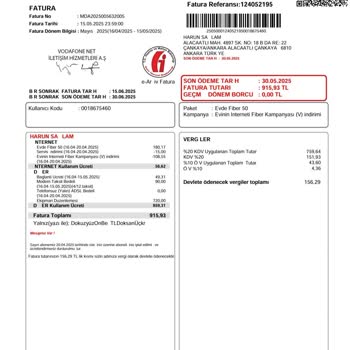 İade Edilen Modem İçin Haksız Ekipman Ücreti Faturası