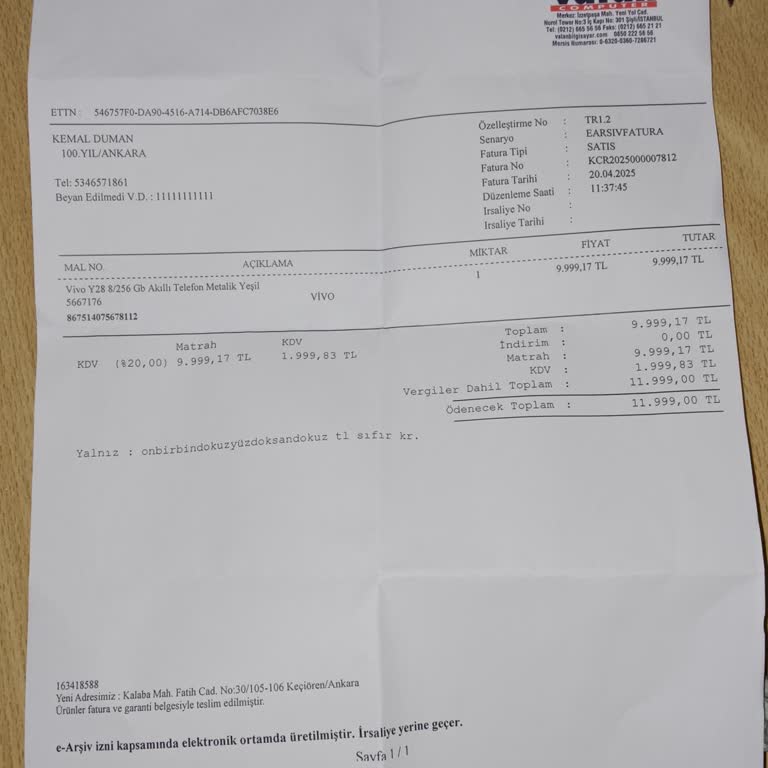 Vivo Y28 Telefonun Kamerası Beklentileri Karşılamadı, İade Talebim Reddedildi