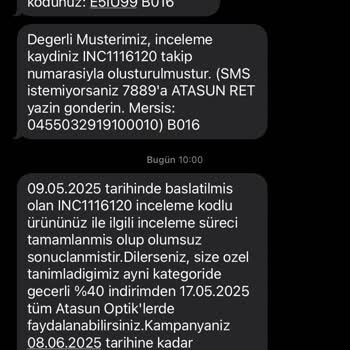 Atasun Optik'te Kötü Ürün Kalitesi Ve Yetersiz Müşteri Hizmeti