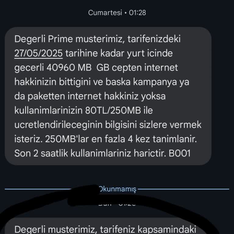 Mobil İnternet Paket Aşımı Ve Müşteri Hizmetlerine Ulaşamama Sorunu