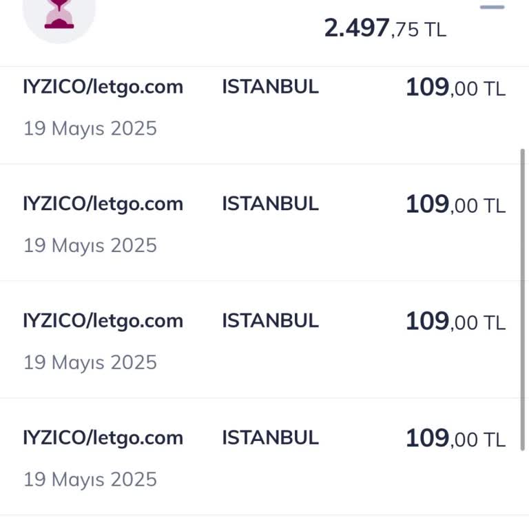 Bilgim Dışında Kredi Kartımdan Letgo/iyzico Üzerinden Yüksek Miktarda Harcama Yapıldı