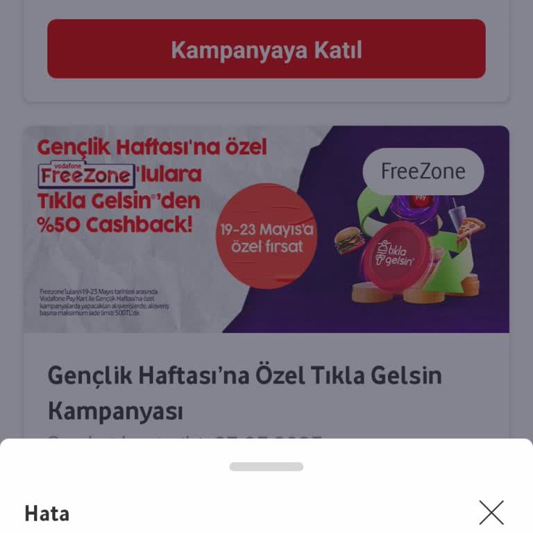 Vodafone FreeZone Kampanyalarına Katılamıyorum, Acil Çözüm Bekliyorum