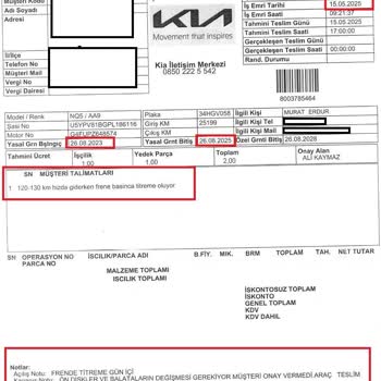 Kia Sportage Fren Sorunu Ve Garanti Kapsamı Mağduriyeti