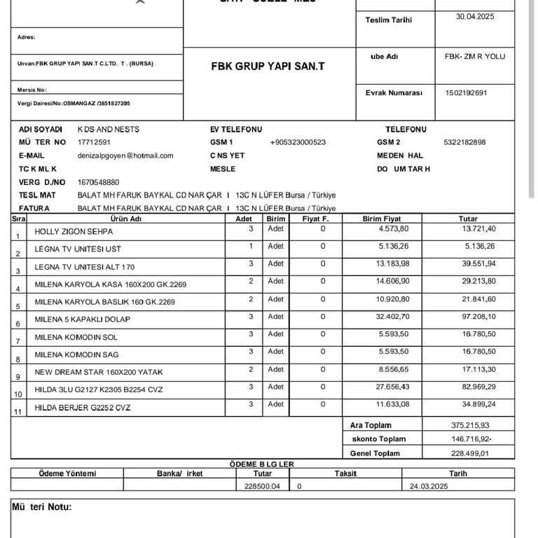 Mobilya Teslimatındaki Gecikme Nedeniyle Cezai Yükümlülük