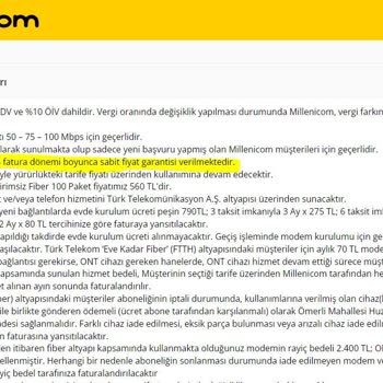 Millenicom Kampanya Sözünü Tutmuyor İndirimli Fatura Yerine Normal Tarife Gönderildi