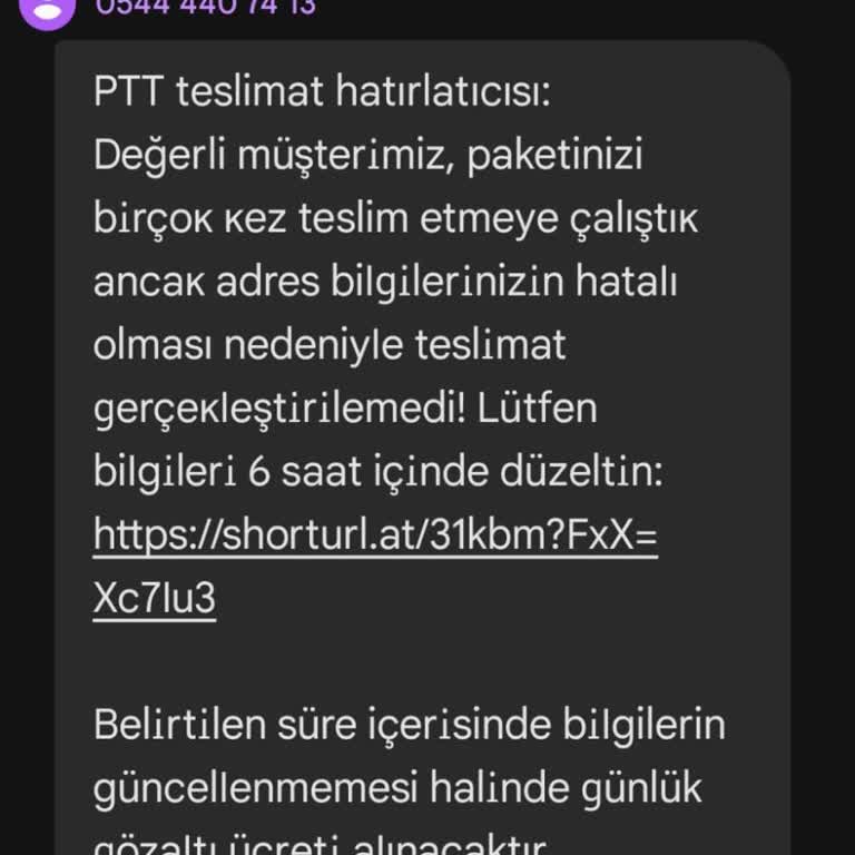 PTT Adıyla Gelen Paket Mesajı Ve Beklenmedik Ücret Tehdidi