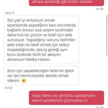 Yanlış Ve Hasarlı Pasta Siparişi, Yetersiz Çözüm
