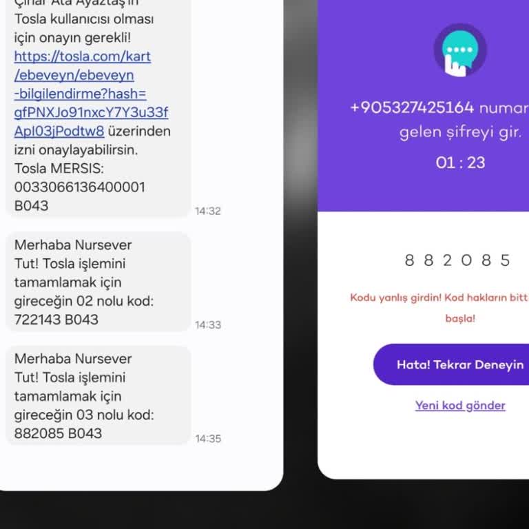 Tosla Kartta SMS Doğrulama Sorunu Yaşıyoruz