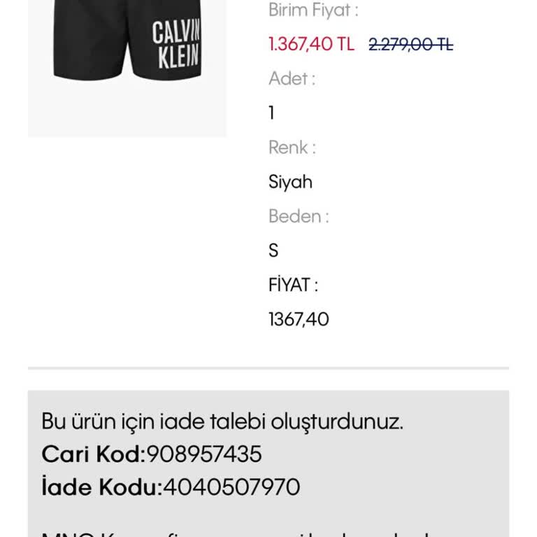 Calvin Klein Yanlış Ürün Gönderimi Ve İade Sorunu