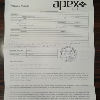 Apex Halı Leke Tutuyor Garanti Kapsamında Çözüm Yok