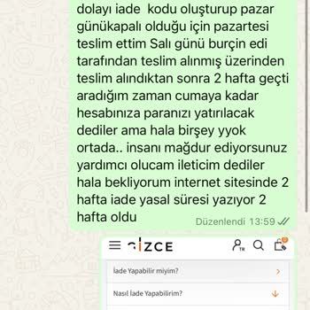 Gizce İade Sürecinde Param Yatırılmadı, Mağduriyet Yaşıyorum