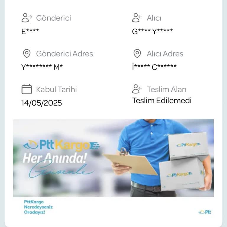 PTT Kargo Teslimatının Yapılmaması Ve İletişimsizlik Sorunu