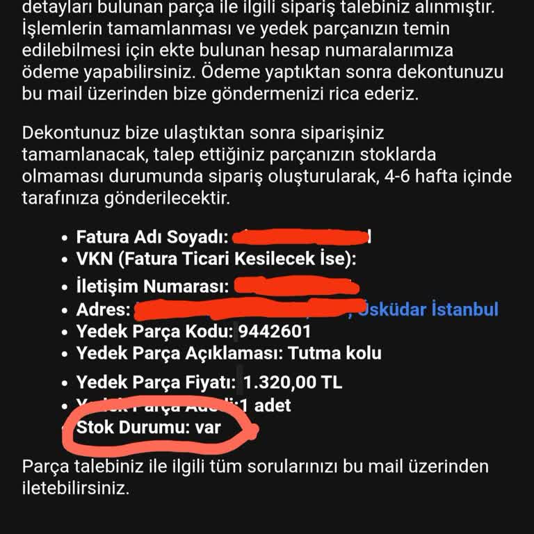 Miele'den Yedek Parça Siparişim Teslim Edilmedi, Hizmet Hayal Kırıklığı