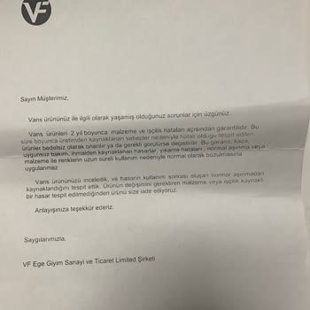 Vans Ayakkabıda Üretim Hatası Ve Yetersiz Müşteri Hizmeti Nedeniyle Mağduriyet