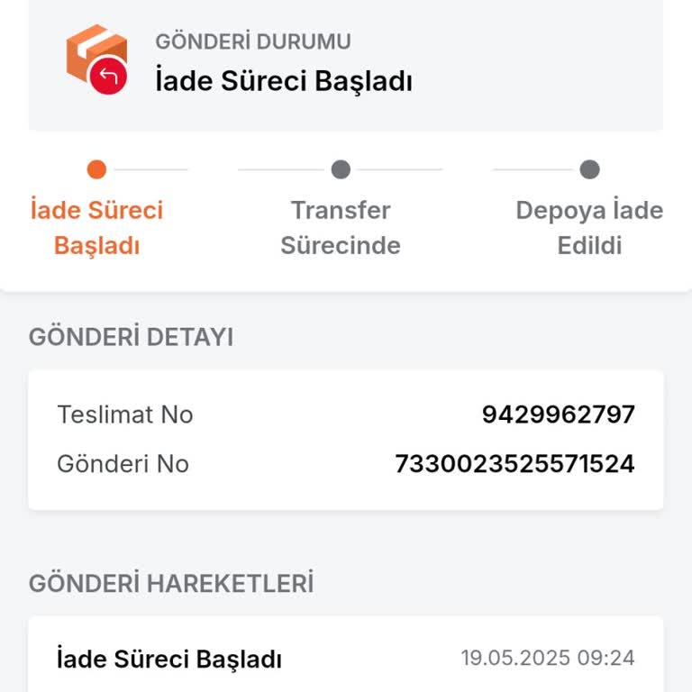 Sipariş Teslim Edilmeden İade Süreci Başlatıldı