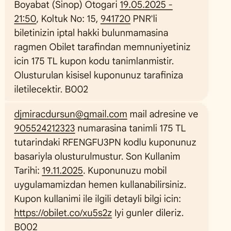İade Ücretim Yerine Bonus Kupon Verildi Paramı Alamıyorum