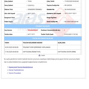 Kargom Başkasına Teslim Edilmiş Olabilir