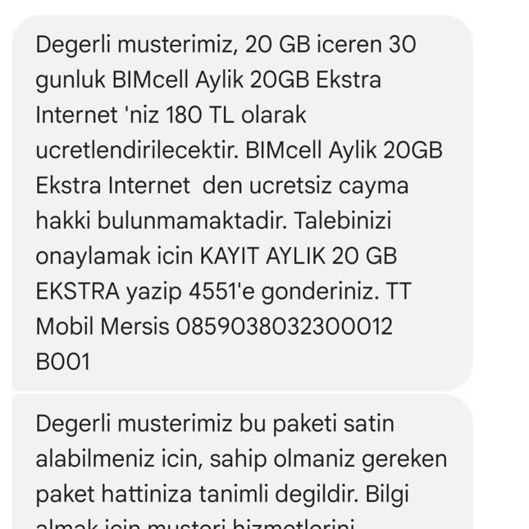Bimcell Ekstra 20 GB Paketi Satın Alamıyorum, Yanlış Yönlendirme