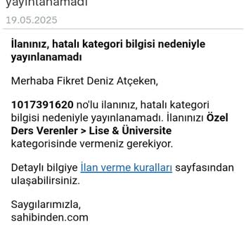 Yayınlanmayan İlan İçin Ücret Alındı, İade Talep Ediyorum