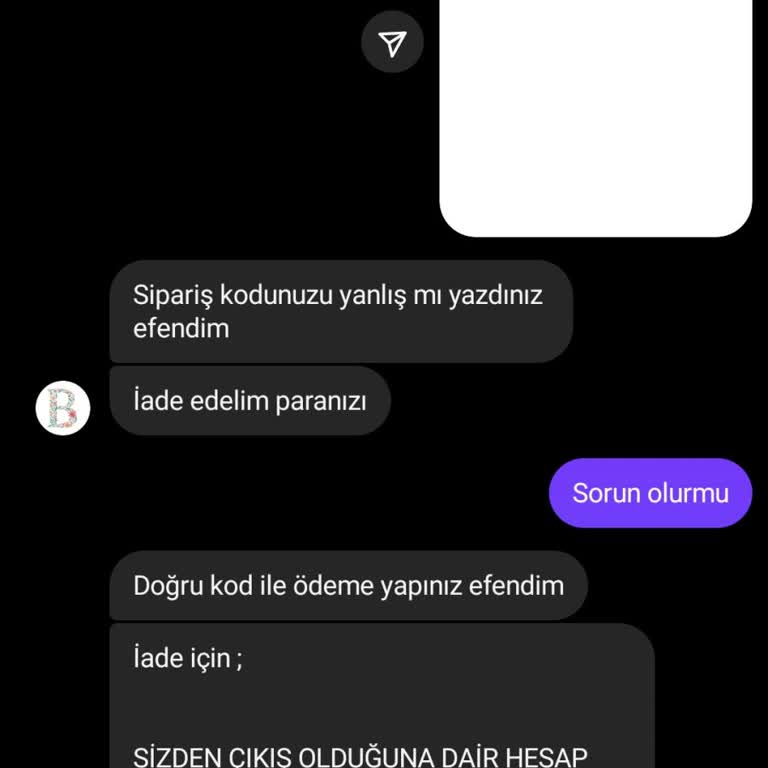 Sipariş Sonrası İletişim Sorunu Ve Para İadesi Problemi