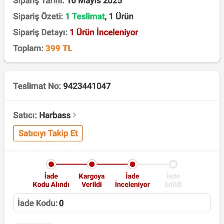Trendyol Harbass Oto Teyp Siparişim Gelmedi