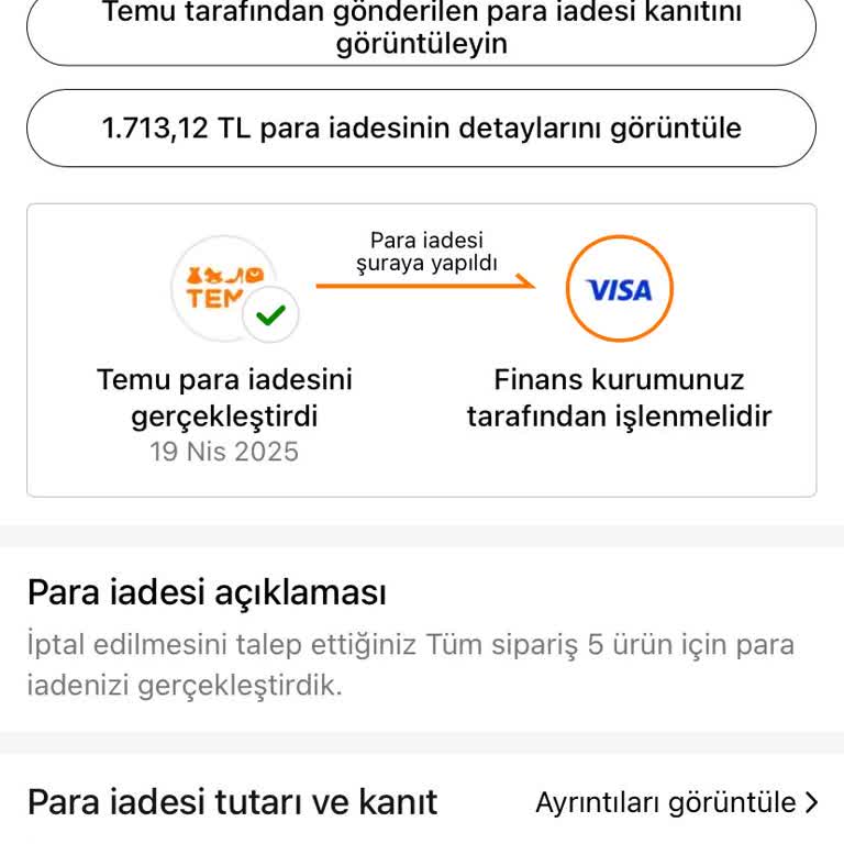 Temu'dan İptal Edilen Siparişimin İadesi Yapılmıyor