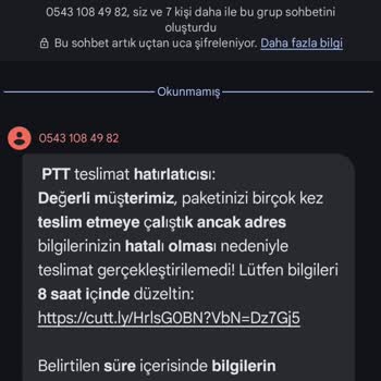 PTT Adına Gönderilen Sahte Mesajla Kişisel Verilerimin İzinsiz Kullanımı